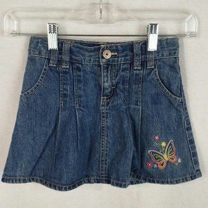Oshkosh B'gosh girls skort skirt Size 6 Medium blue denim Tucks Butterfly